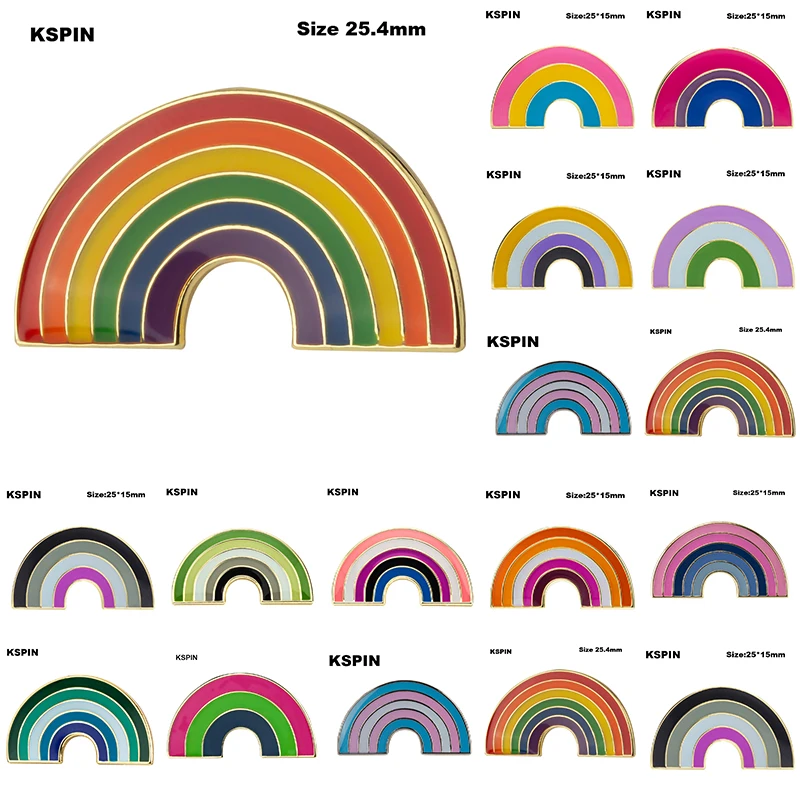 10pcs a Lot Rainbow Pride Badge Transgender Aromantic Fruid Pride Rainbow Sun Set Nonbinary Asexual Pansexual Badge Pins