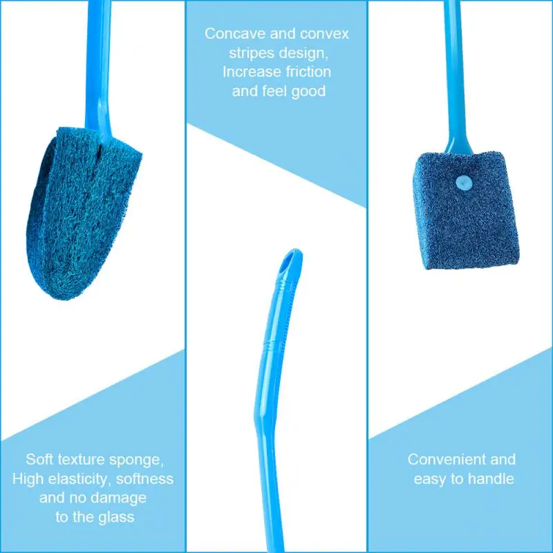 Aquarium Cleaning Brush Double Sided Head Sponge Household Aquarium Window Glass Algae Cleaning Brush Fish Tank Brushes