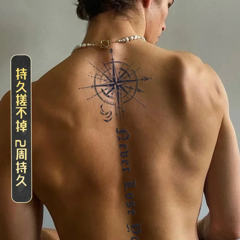 Back Spine Totem Herbal Juice Tattoo Stickers Cool Temporary Fake Tattoos Men Semi-permanent Waterproof  Tatuajes Temporales