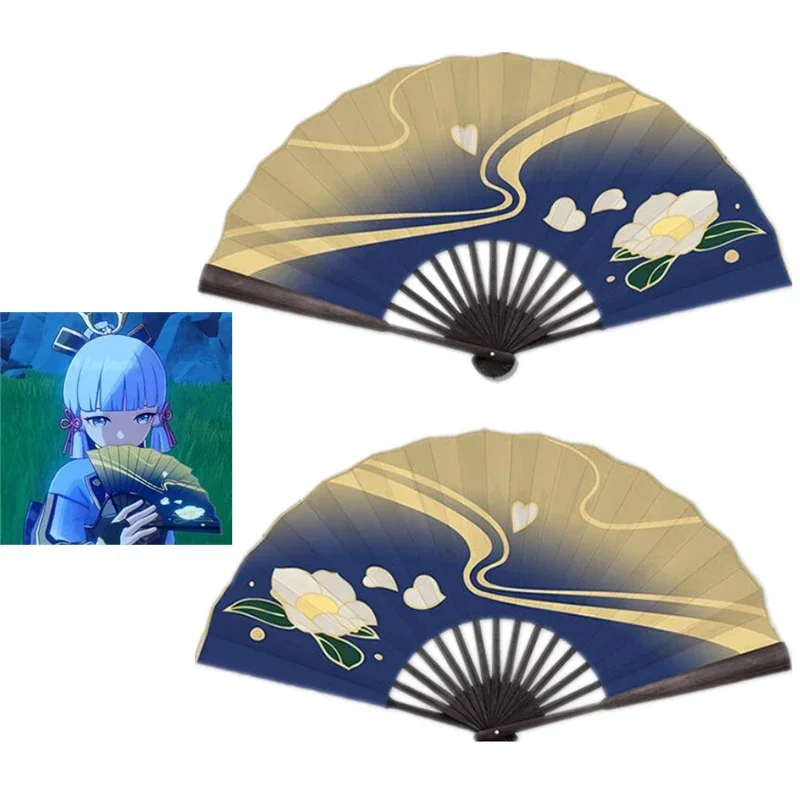 

New 2024 Game Genshin Impact Kamisato Ayaka Cosplay Prop Folding Fan Hand Two Sided Decor Paper Unisex