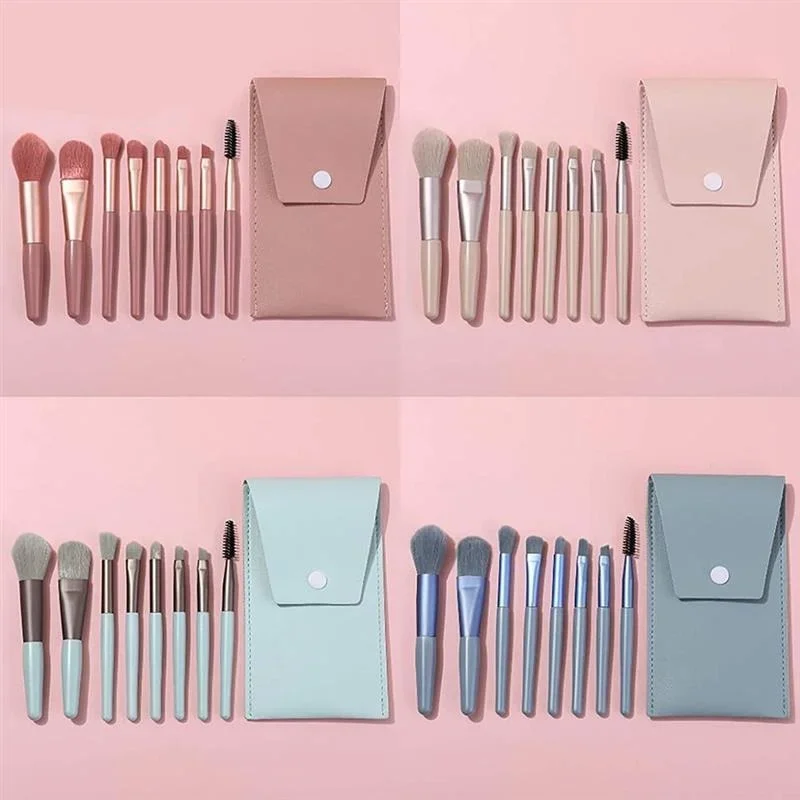 Set di mini pennelli per trucco morbidi portatili 8 pezzi Ombretto da viaggio Fondotinta in polvere Ciglia Correttore labbra Blush Strumenti cosmetici