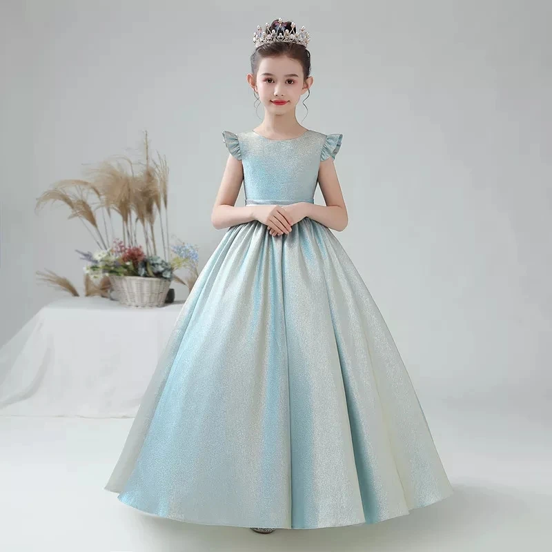 Dideyttawl Customized Girl Birthday Party Gown 2025 Princess Pageant Ball Gown Glitter Satin Flower Girl Dress Junior Bridesmaid