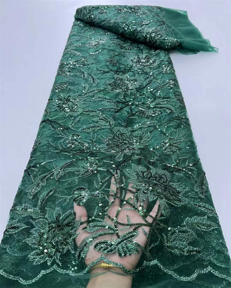 Tessuto di pizzo con perline africane di lusso Paillettes nigeriane di alta qualità Taglia per adulti per cucito di abiti da festa