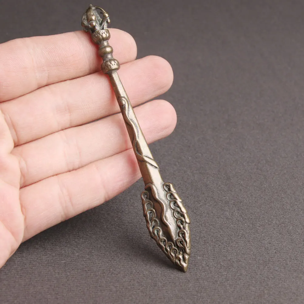 

2Pcs Brass Style Vajra Pestle Decor Compact Desktop Adornment Creative Unique Brass Craft Ornament Exquisite Indoor