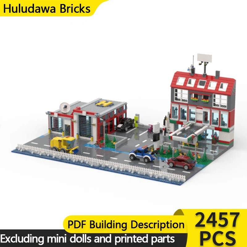 

Модель с видом на улицу MOC, строительные кирпичи, сервировочная станция и пожарная станция, модульная технология, детские праздничные подарки, сборные игрушки