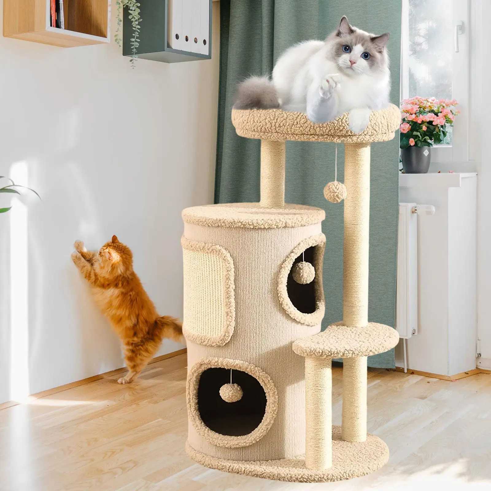 

Cat Tree Resting Stylish Activity Center Furniture Protector Pet Supplies Interactive Multi Level Climb Tower Bed Hideaway Hut