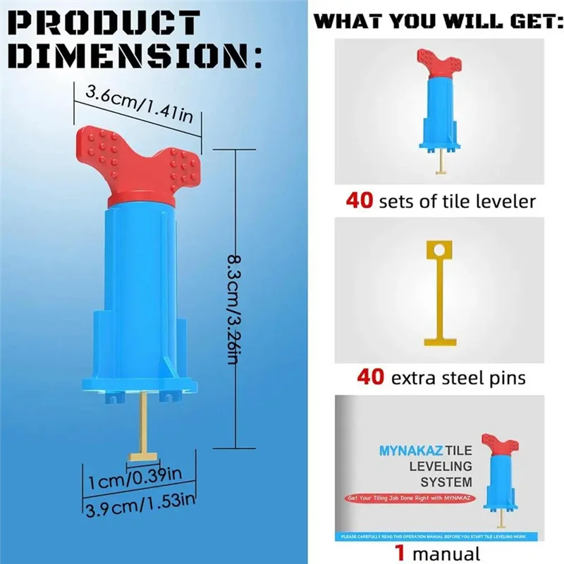 B17B Tile Adjustment Internal Screw Leveler 20 Pcs Reusable Tools Tile Leveler Spacer For Wall Floor Tool With T-Pin