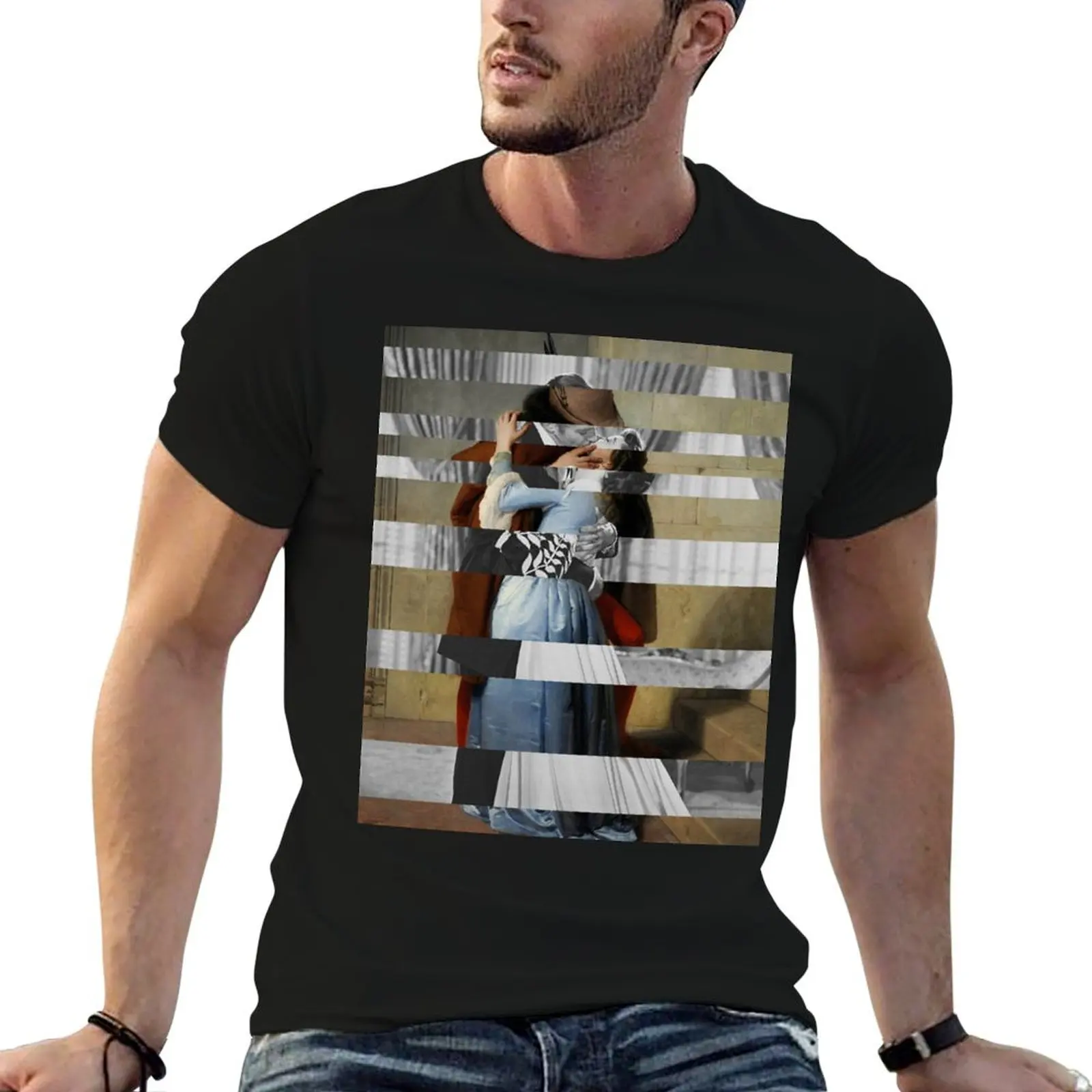 FRANKLY, A KISS - Pop Retro Collage, Mashup, Pop Art Wall Decoration T-Shirt Sports Casual Short Sleeve Cotton Tee