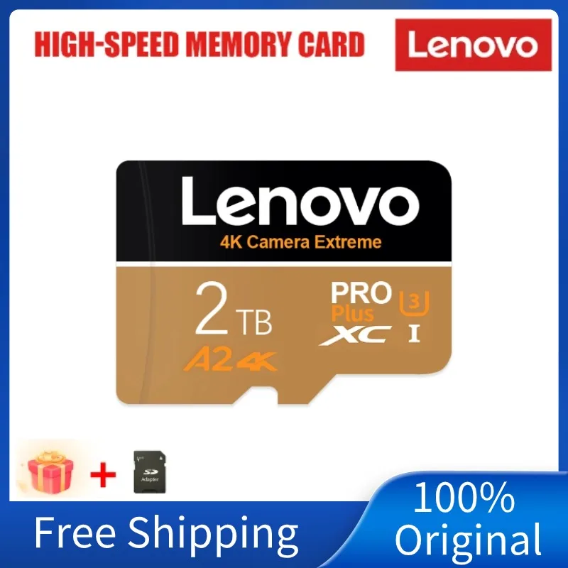 Lenovo-Carte Micro SD Classe 10 avec Adaptateur pour Nintendo Switch, Téléphone, Appareil Photo, Haute Vitesse, 2T, 1T, 128 Go, 256 Go, 512 Go