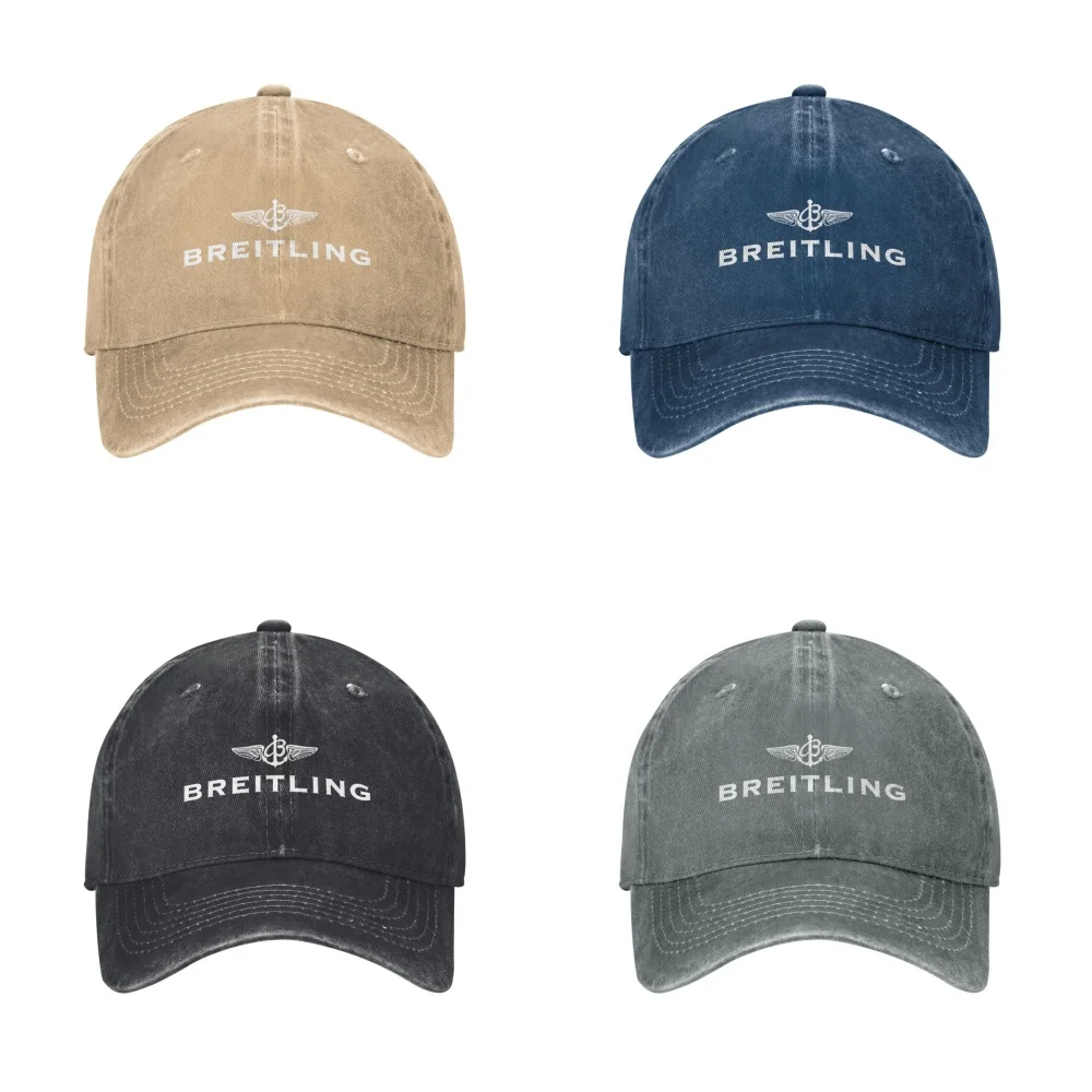 B-BreitlingS logo Baseball Cap Men Dad Hat Unisex Hip Hop Cap Adult Denim Trucker Cap Summer Sport Sunscreen Hat