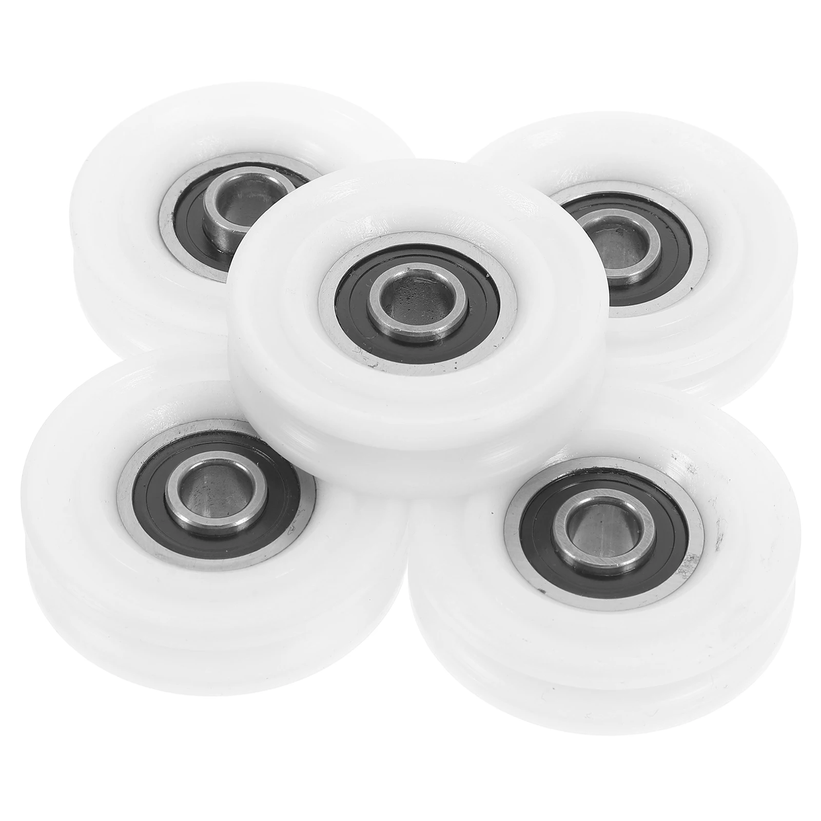 

5PCS Door Track Pulley Rollers Nylon Coated Bearings U-Groove Wheels Smooth Quiet Steel Wire Guide Roller Bearings