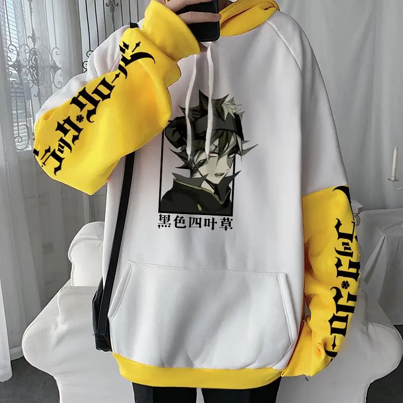 Harajuku Anime Black Clover Asta Printed Hoodies Fro Men Women Patchwork Long Sleeves Hoodies Manga Casual Loose Sweatshirt