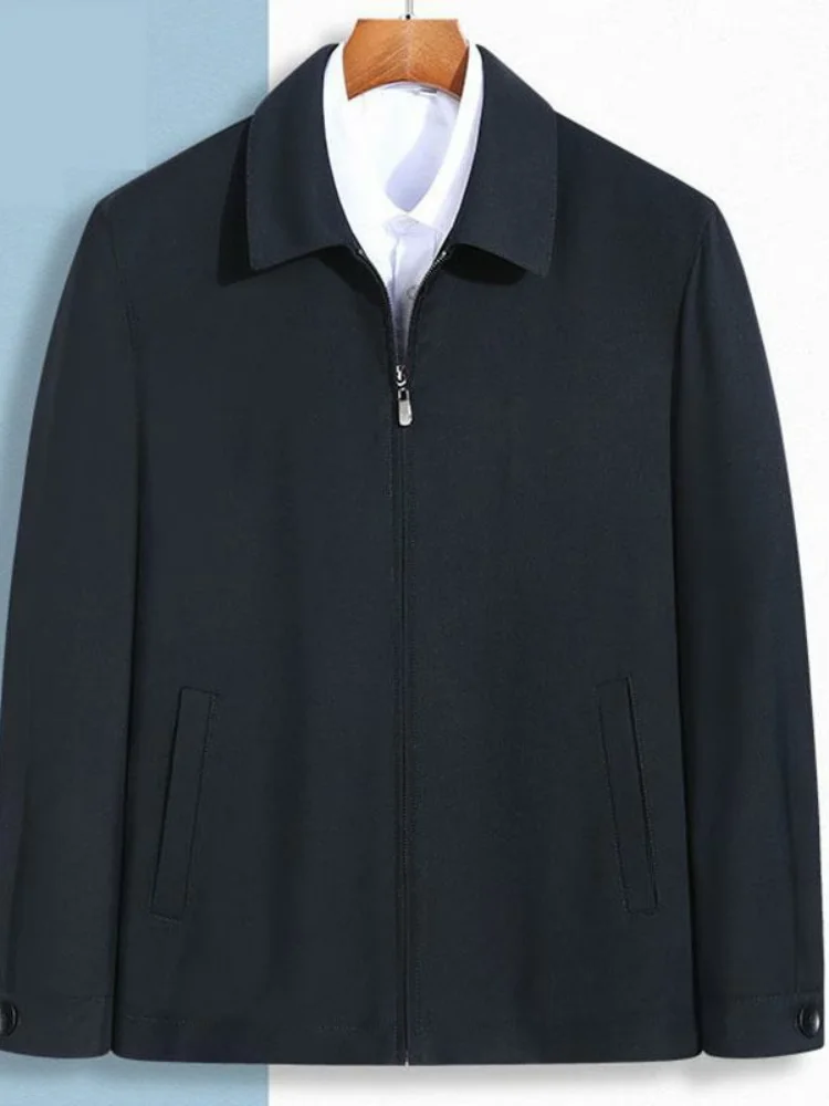 

Повседневная демисезонная куртка для мужчин больших размеров, пальто для мужчин среднего возраста с воротником-стойкой, специальная модель больших размеров для полных мужчин