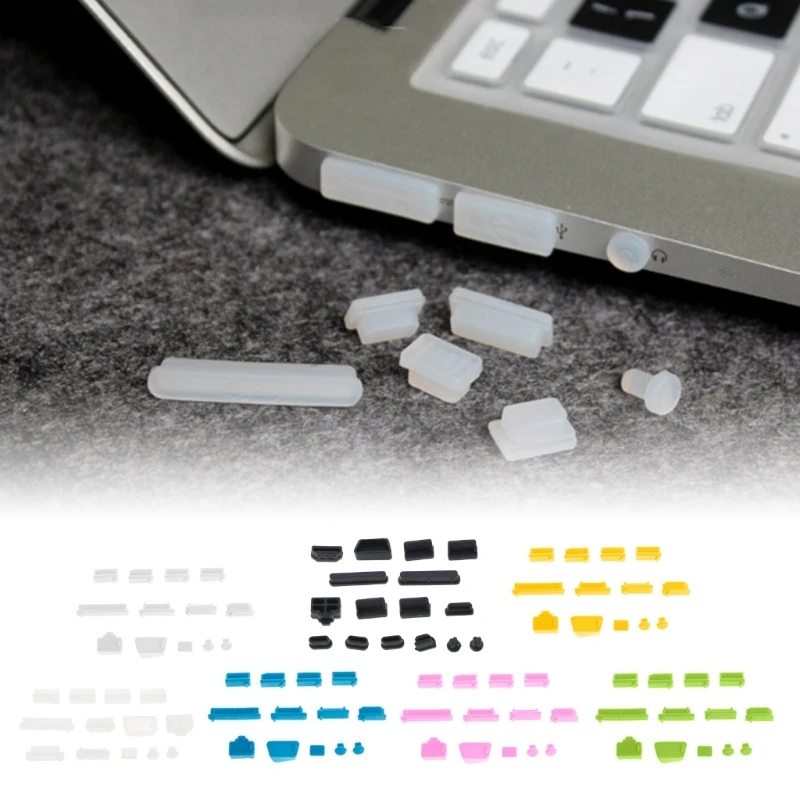 13PCS Plugs Soft Silicone Data Port USB Protector Set Laptop Dus