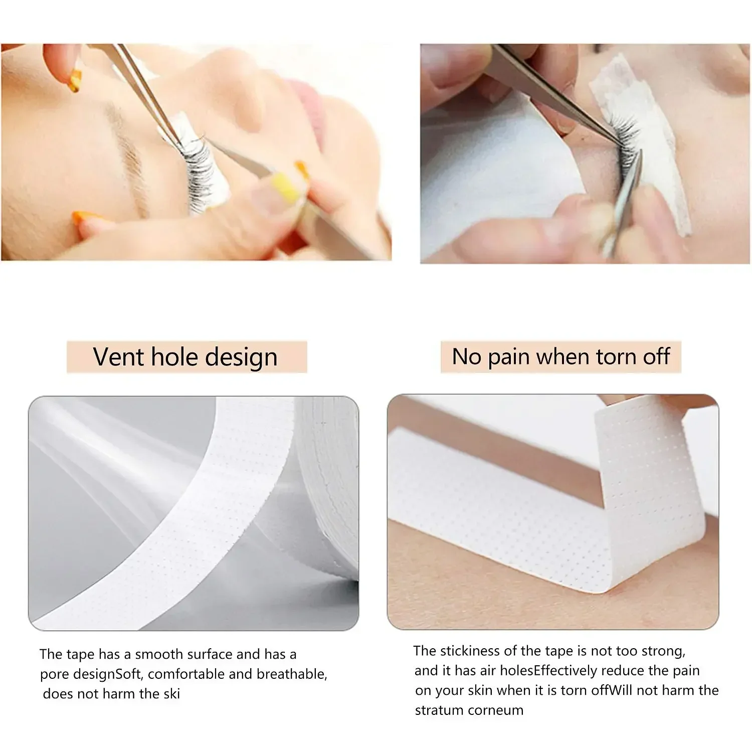2/3/5/6 Rollen Isolierband für Wimpernverlängerung, fusselfreie Augenpads, atmungsaktives Vliesband, Wimpernpflaster – Detail 2