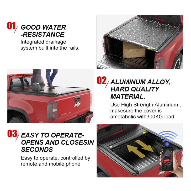 High Quality Aluminum Retractable Tonneau Cover Fit Sierra 1500 2023 2024 Pickup Truck