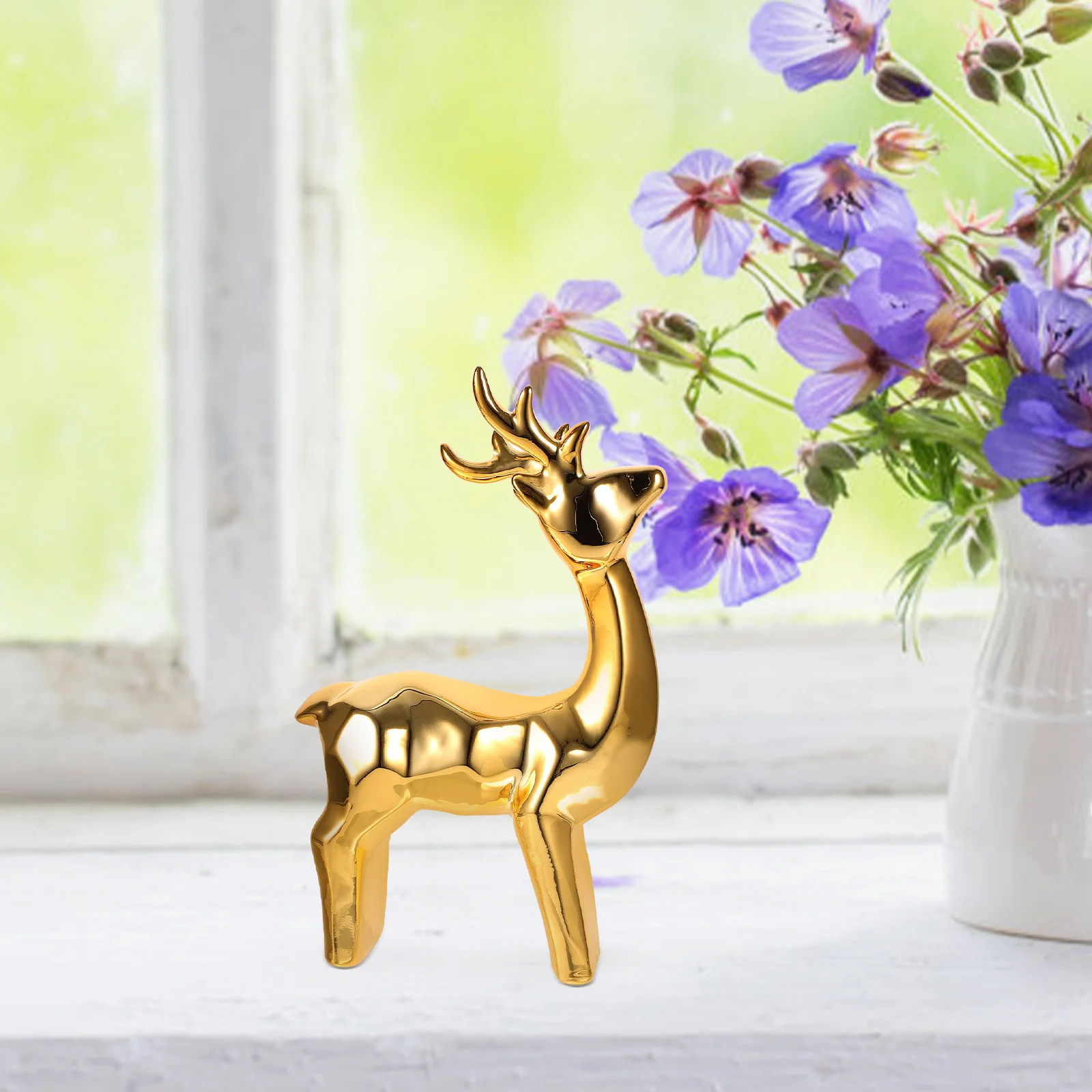 

Ceramic Deer Statue Creative Small Animal Sculpture Desktop Decoration for Office Living Room Ceramic Deer Statue
