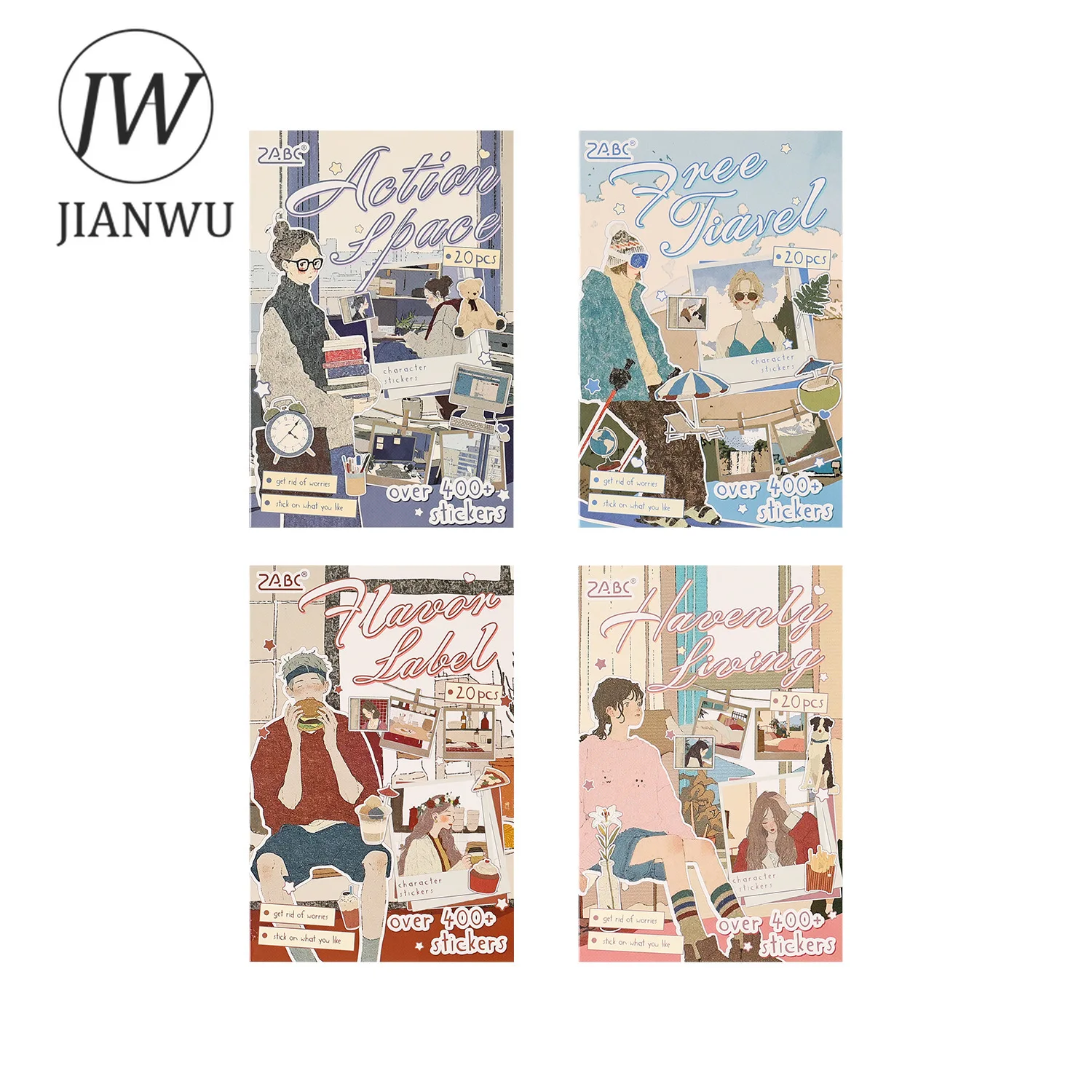 JIANWU Vintage Life Character Landscape Material Collage Scrapbooking PET Sticker Book Creative DIY Journal Stationery - view 5