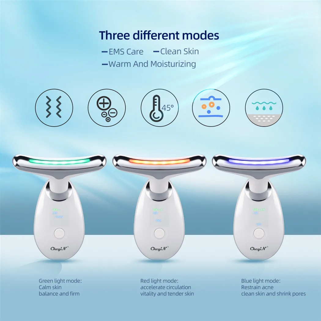 CkeyiN Neck Face Lifting Machine Face Massager Photon Therapy Eye Massage Instrument Vibration Anti Wrinkle Double Chin Remover