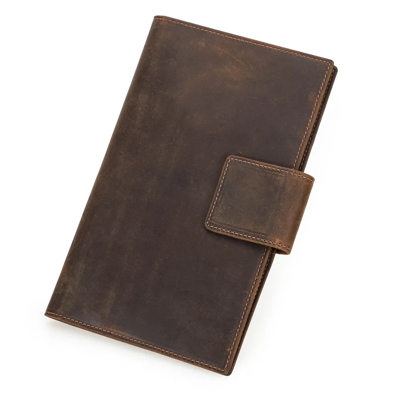 British Style Crazy Horse Skin Genuine Genuine Leather Wallets Female Clip Airtag Anti Loss Position Family Travel Passport Bags