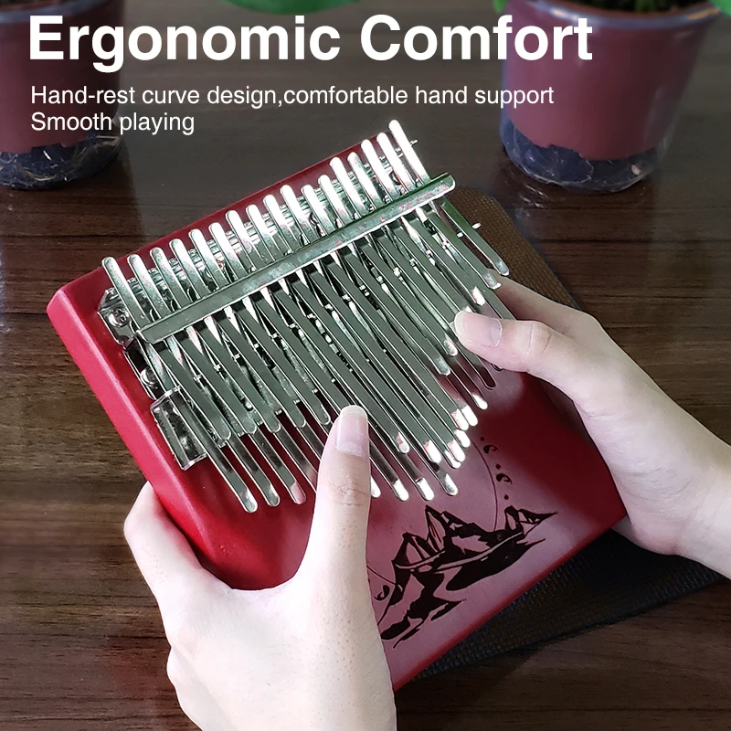 Professionele Kalimba 34 Tone Thumb Piano Mahonie Vintage Massief Houten Vinger Piano Instrument Met Leerboek Voor Beginners