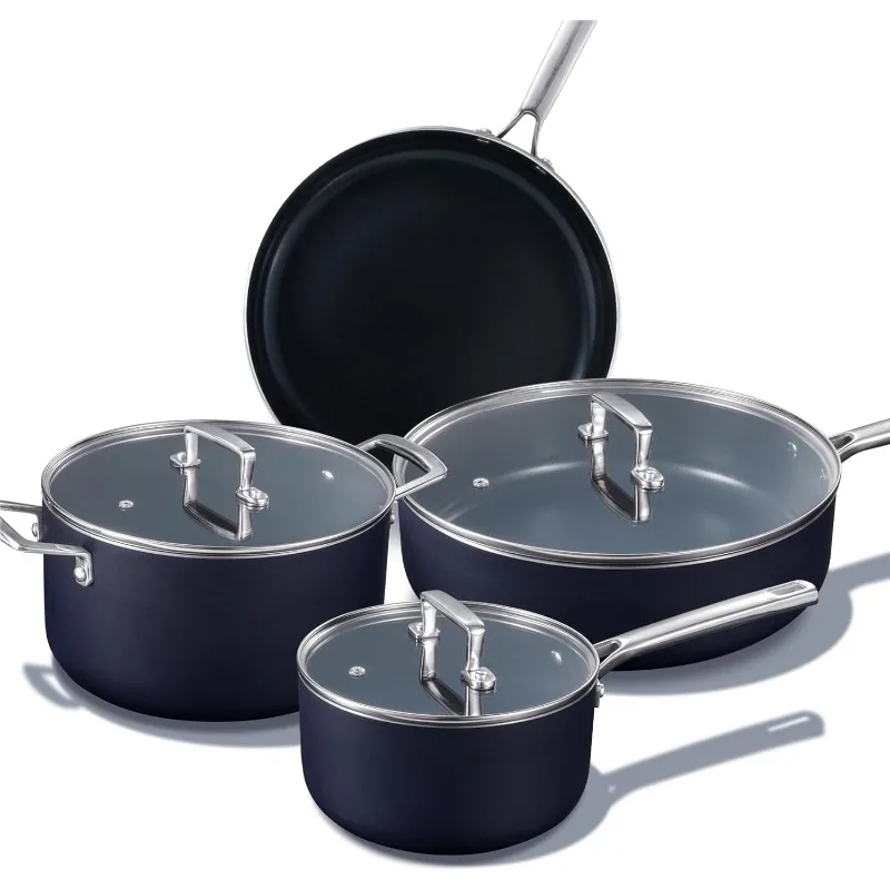 

Ceramic Cookware Set 7 pcs,Non Stick Pots and Pans Set,Non-toxic Kitchen Cooking Set,Dishwasher/Oven Safe