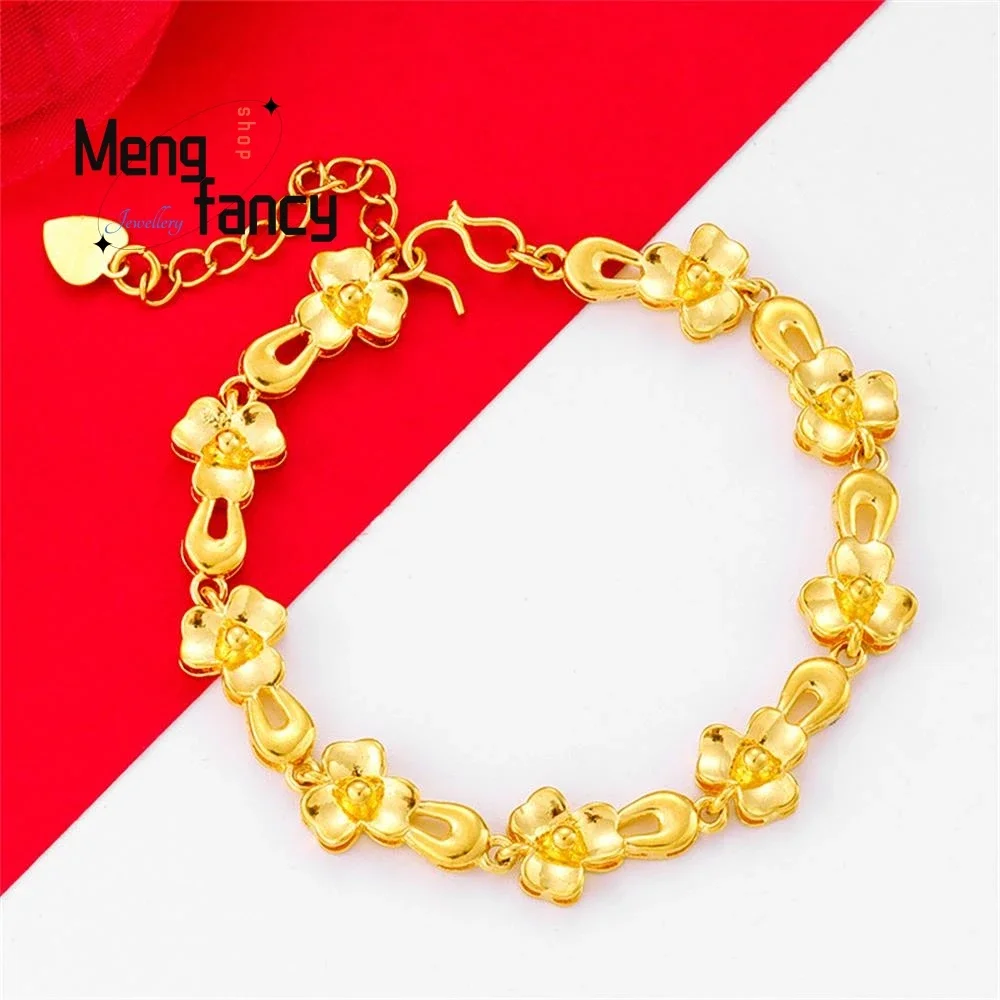 24K Vietnamese Sand Gold Star Round Belly Bangle Natural Designer Bracelets For Women Luxury Fashion Charms Jewelry Holiday Gift