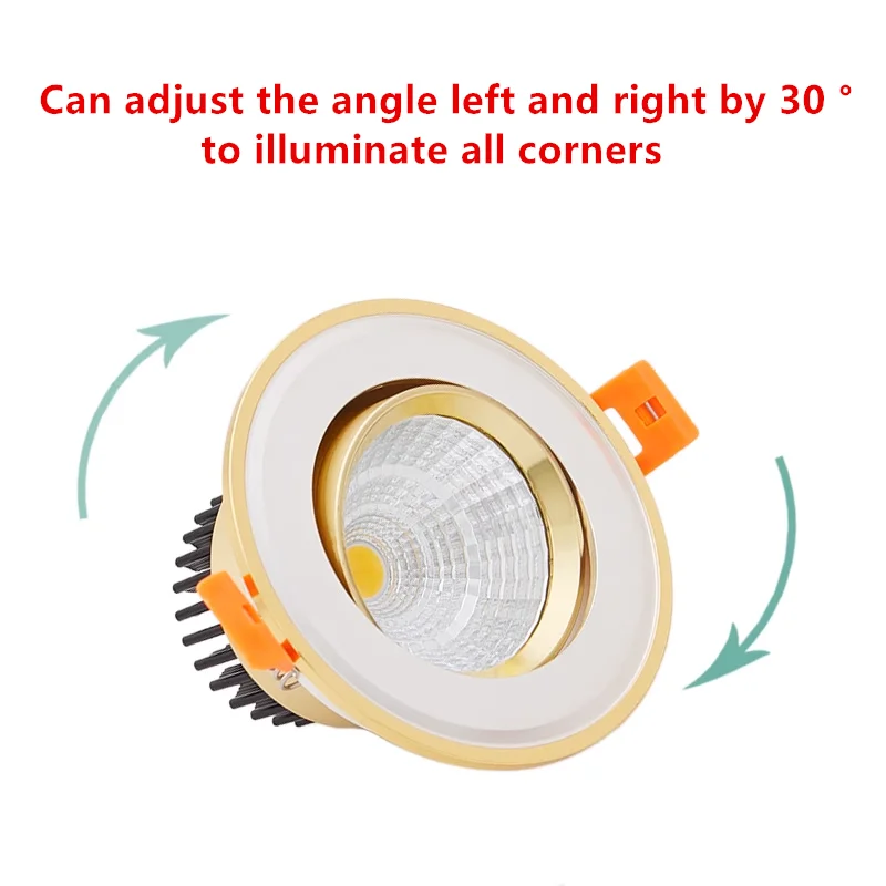 Nuevos modelos de luz empotrable LED dorada galvanizada de alta calidad regulable 7W9W12W15W focos de techo COB ajustables en ángulo