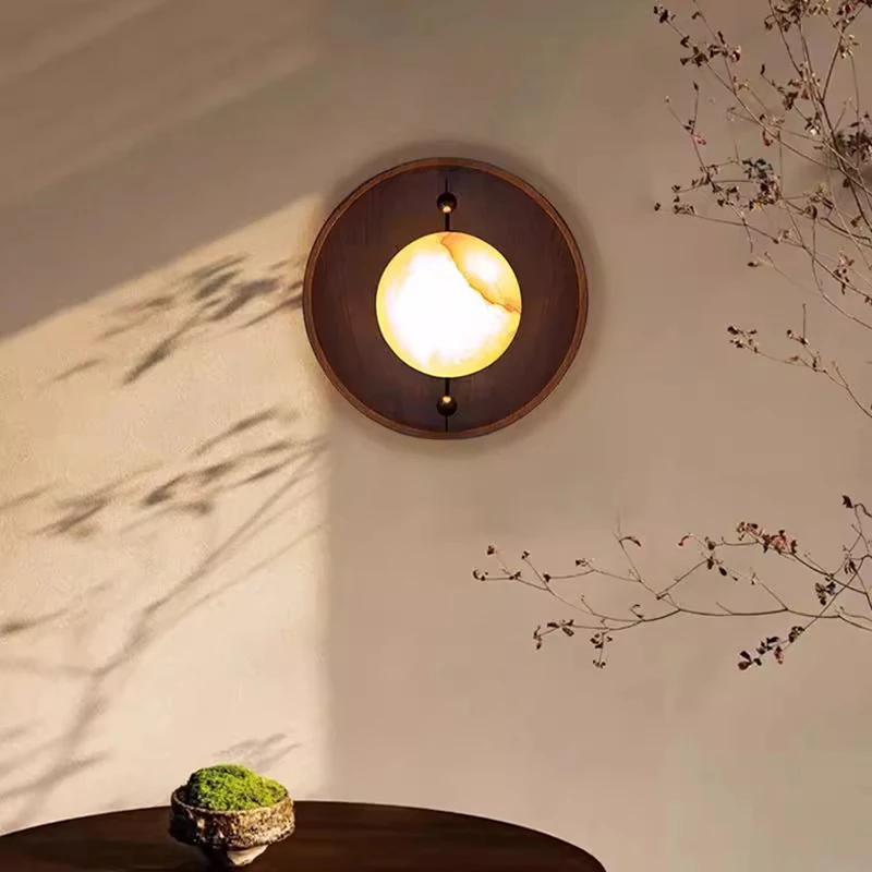 

Natural Marble LED Wall Lamp New Style Brown Metal For Stairs Bedroom Restaurant Aisle Atmosphere Sconce Art Deco