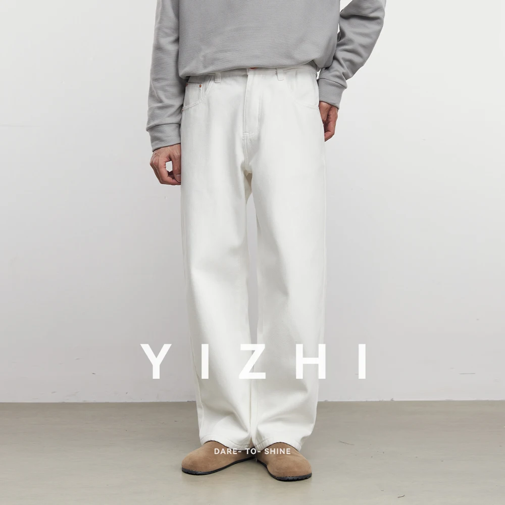 

2025 зимние новые джинсы из чистого хлопка на флисовой подкладке, теплые модные мужские свободные прямые повседневные брюки в стиле ретро в американском стиле