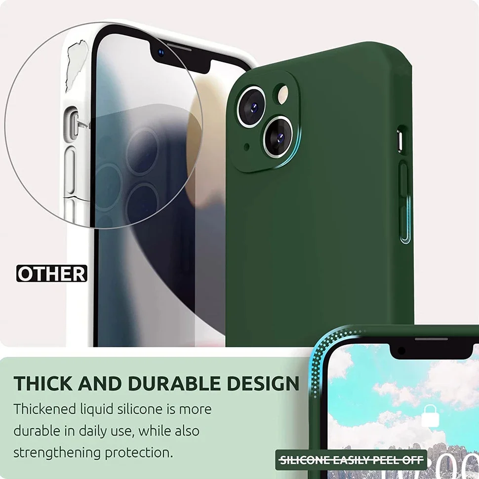 

Luxury Liquid Silicone Case on For iPhone 15 14 13 12 Pro Max case Soft Camera Protection Case For iPhone12 Mini 11Pro Max Coque