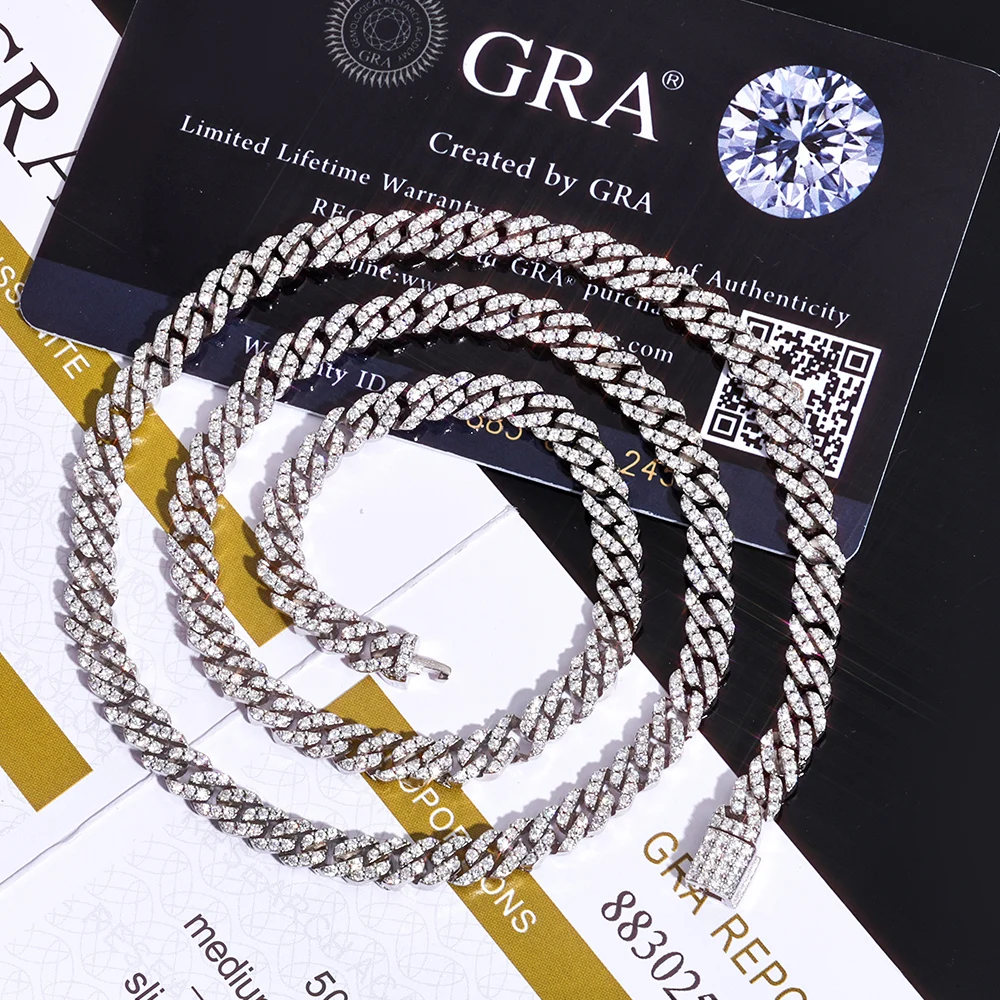 

ICEBLING Moissanite 5mm Cuban Chain Real 925 Sterling Silver Iced Out D Color VVS Necklace Bracelet Fine Jewelry Wholesale