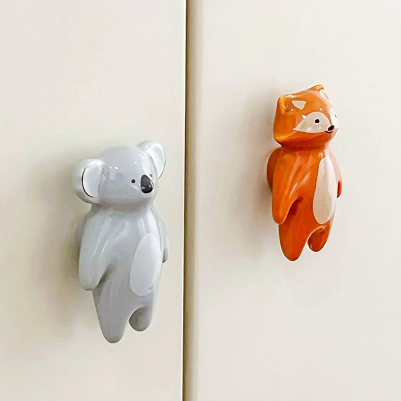 Cute Animal-shaped Ceramic Furniture Knobs, Cabinet Door Handles, Nordic Furniture Handles, Round Drawer Handles