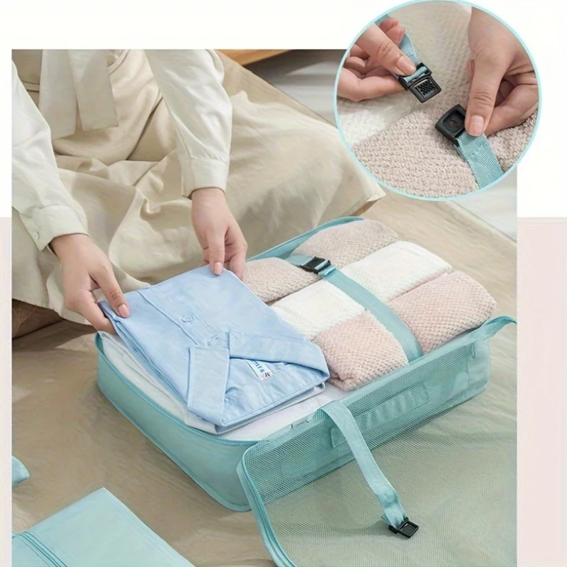 10 قطعة مجموعة السفر المنظم فرز أكياس التخزين حقيبة مكعبات التعبئة حالات المحمولة خزانة الأمتعة الملابس حقيبة أحذية أضعاف #3