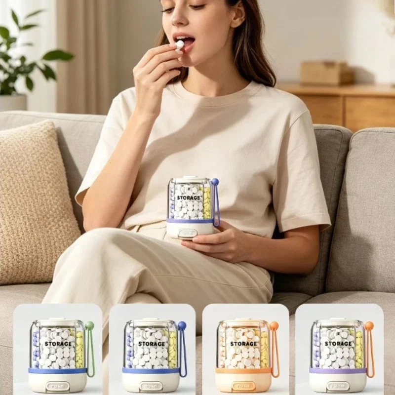 Seven-Day Press-Type Pill Box Portable Round Compartment Medicine Repackaging Box for Three Meals a Day