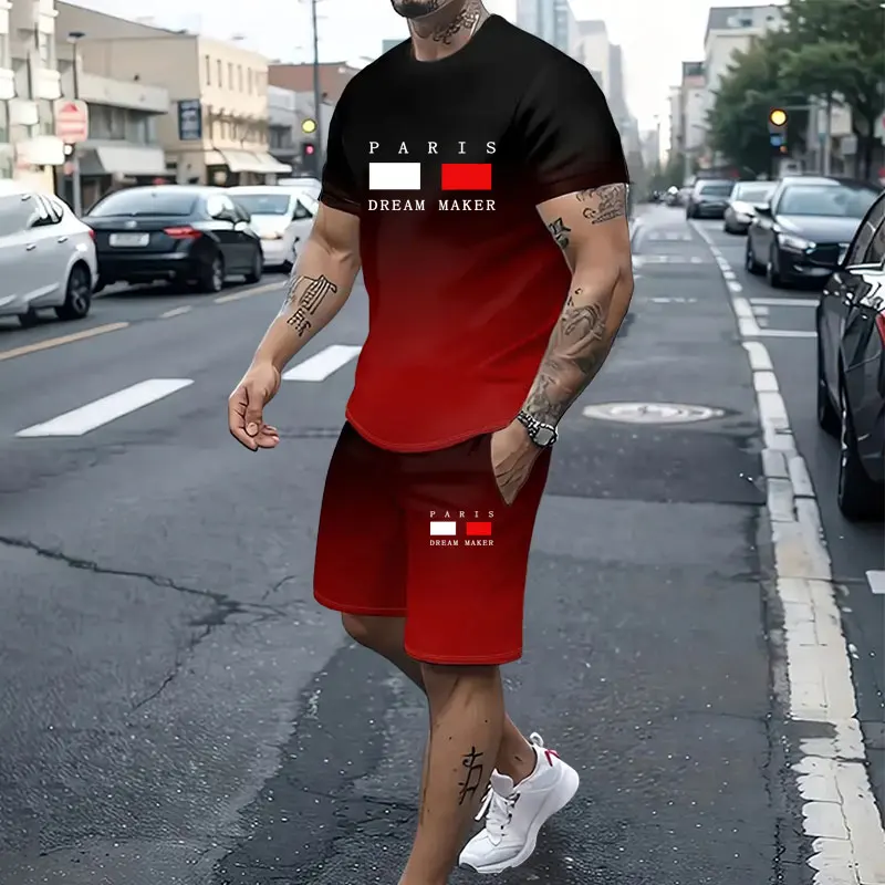 Zomer Dagelijks Casual Heren T-Shirt Short Street Urban Mode Heren Korte Mouwen Outdoor Sport Shorts Heren Korte Mouwen