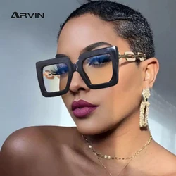 Unique Chain Leg Square Eyeglasses Frame Women Fashio Brand Oversized Green Leoaprd Plain Glasses Optical Computer glasses