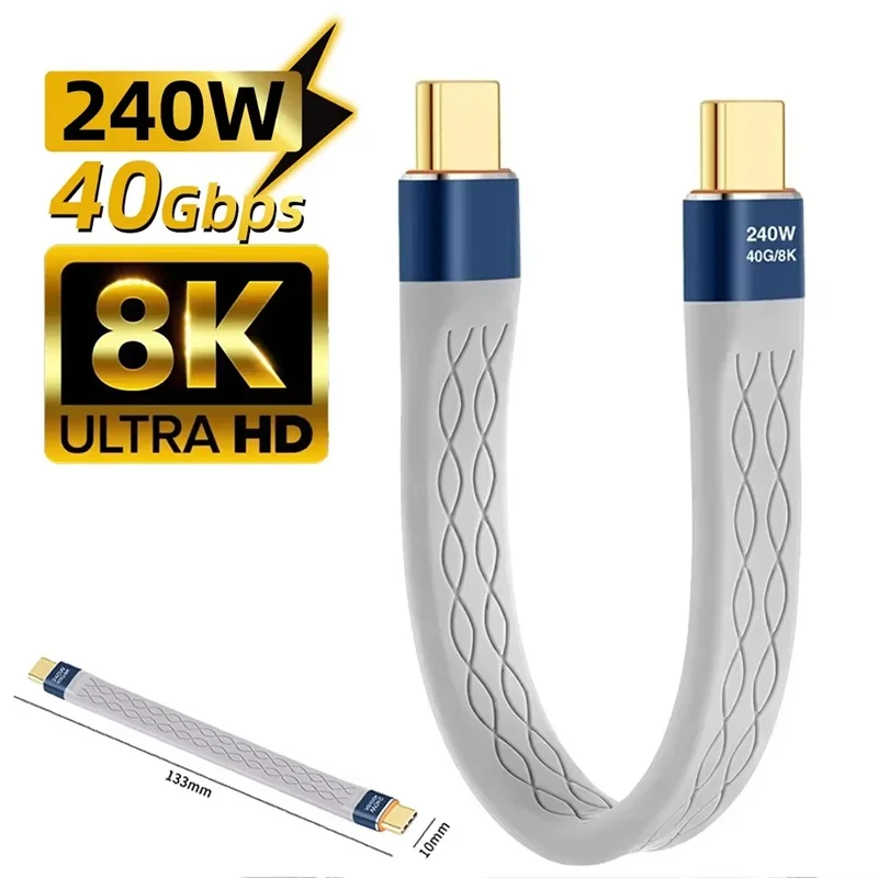 USB 4.0 Gen3 Data Cable PD 240W 5A Fast Charging USB C to Type C Cable Thunderbolt 3 4K@60Hz Cable USB Tipo C 40 Gbps Data Cabel