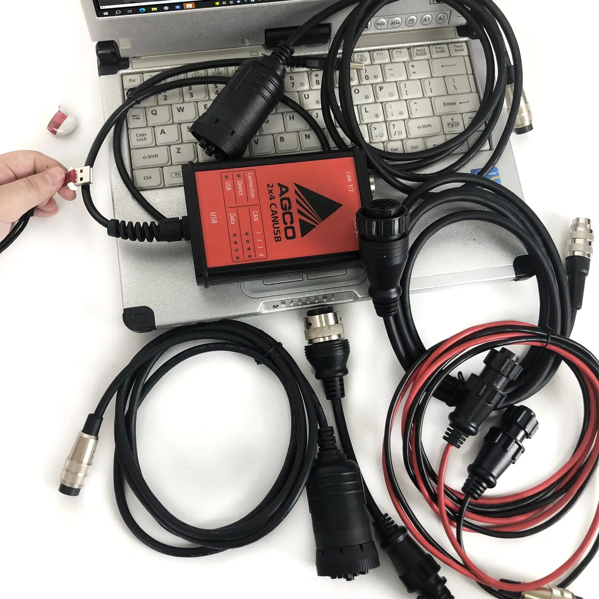 for AGCO Diagnostic Kit AGCO EDT CANUSB Interface for Agricultural Tractor Diagnostic Tool with key dongle +CF19/C2 laptop