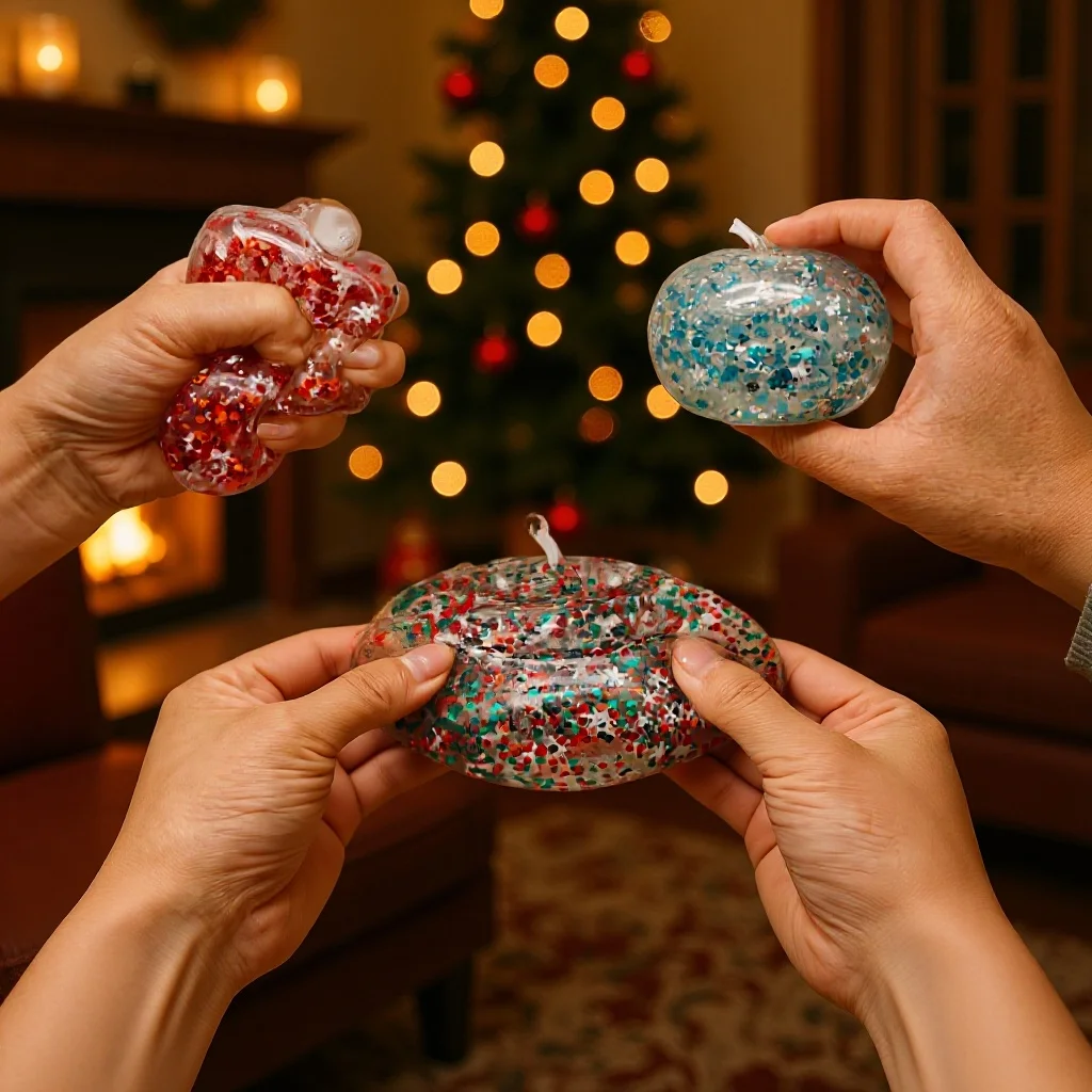 Christmas series pinch music Christmas apple gold powder pectin pinch children's decompression vent toy