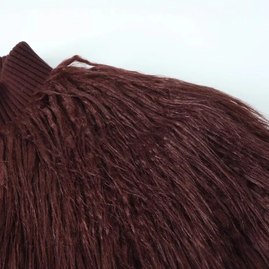 European and American Fashion Artificial Fur Effect Long-sleeved Woolen Jacket 2025 Spring and Autumn New Product