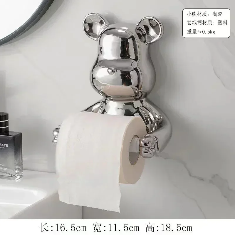 Luxury Bear Roll Paper Holder Household Toilet Face Towel Toilet Hanging Wall Waterproof Storage Tissue Box