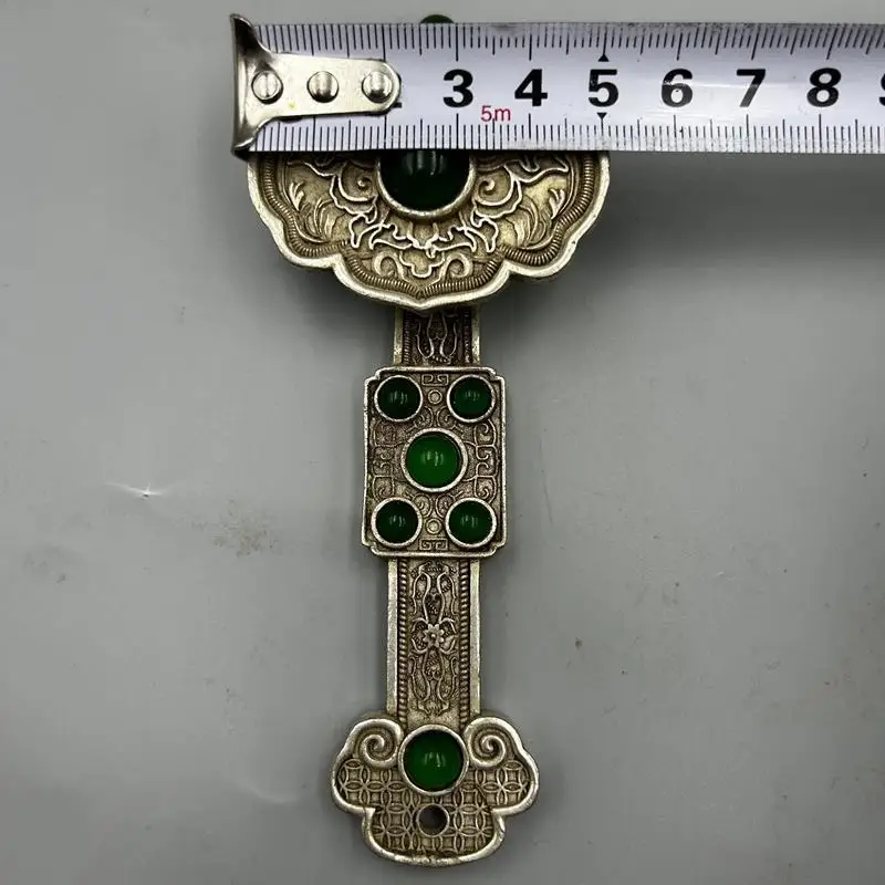 

Antique Miscellaneous Ruyi Ornament Bronze Vessel with Gemstone for Wealth and Auspiciousness Home Decorations Handicrafts Folk