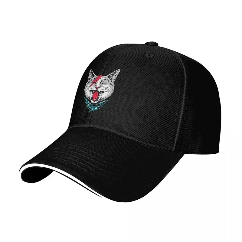 New Crazy Cat Rock Star Baseball Cap With Electric Red Stripe And Bandana Design For Bold Fashion Statement