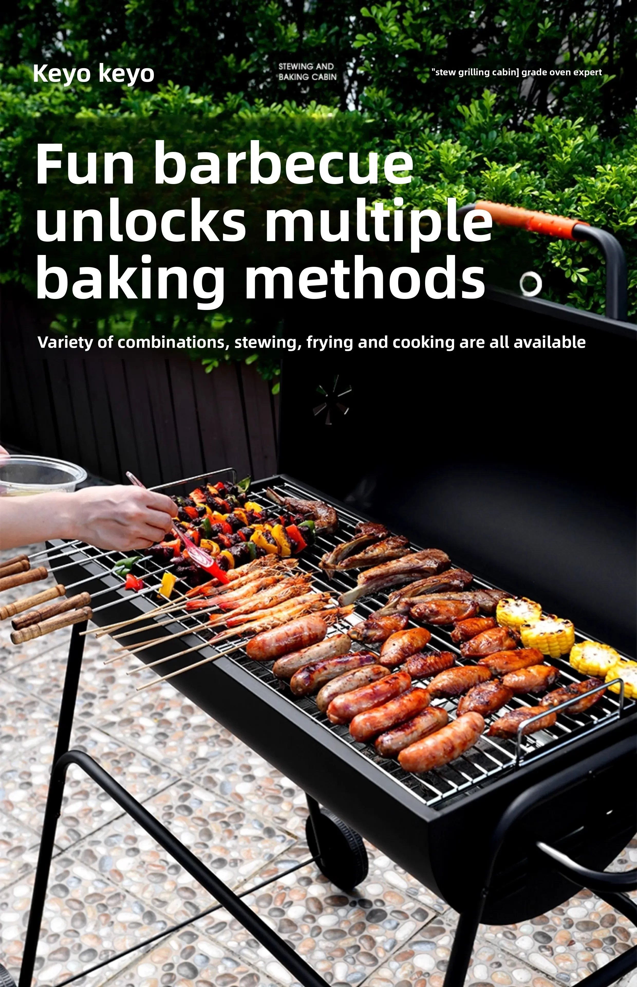 HT Household Barbecue Grill Villa Courtyard Grill Rack Outdoor Barbecue Rack Charcoal