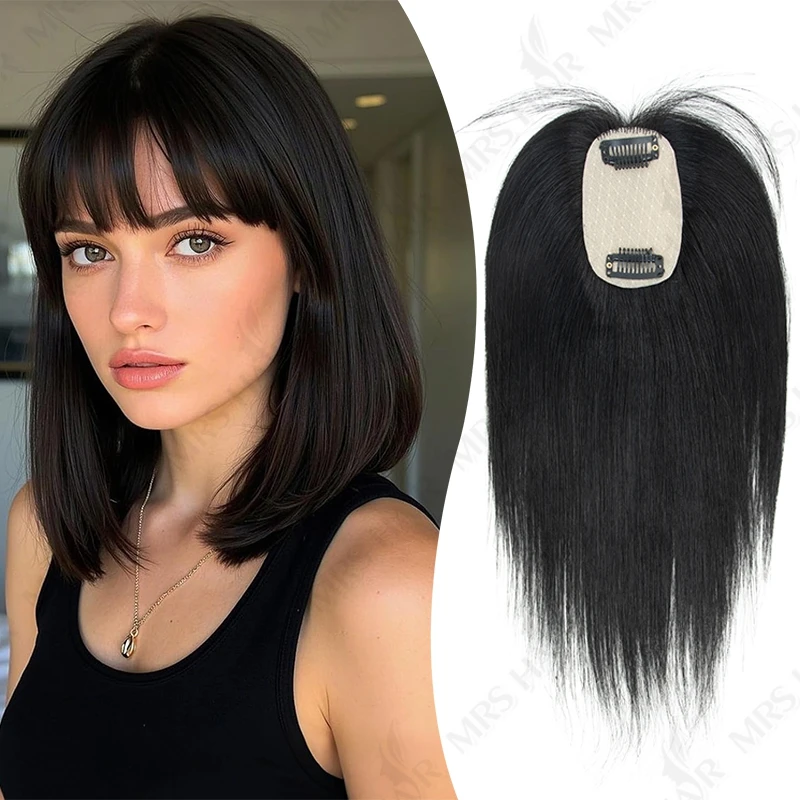 Real Human Hair Toppers for Women Daily 360°  Bangs 3D Hair Pieces with Thinning Hair Bangs20, 25, 30, 35cm