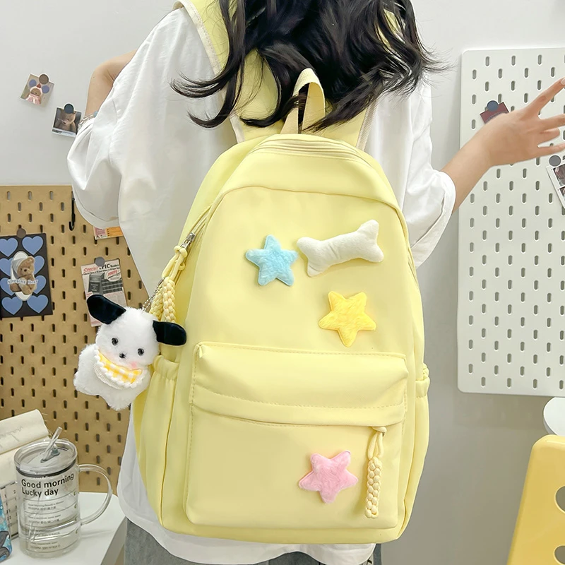 

2024 Hot Selling Women's Bag Fashion Youth Backpack High Quality Colored Solid Color Handbags Student