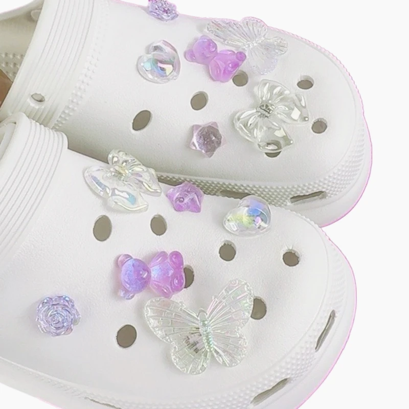 12PCS Summer Fashion Shoe Charms Set Accessories for Clogs Shoe Buckle Cute Bear Butterfly DIY Shoes Decorations