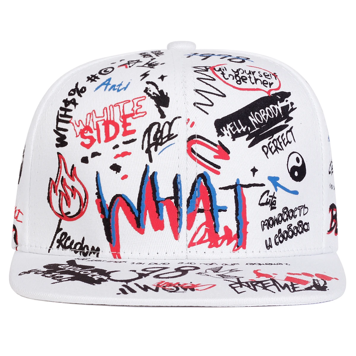 Unisex WHAT Graffiti Printing Hip-hop Hats Spring Autumn Outdoor Adjustable Casual Baseball Caps Sunscreen Hat