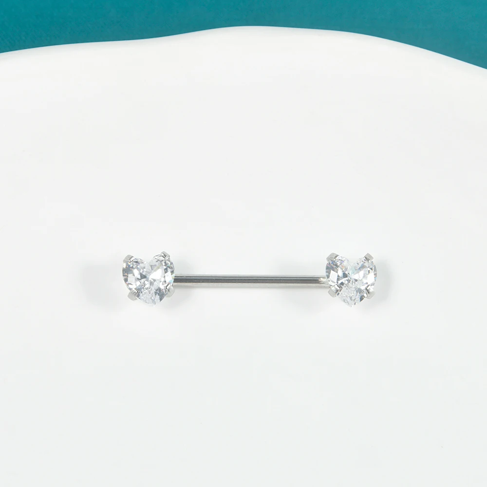 Pair Stainless Steel Heart Nipple Piercing CZ Crystal Sexy Leaf Nipple Shield Ring Nails Barbell Pierced Jewelry Chest Decor